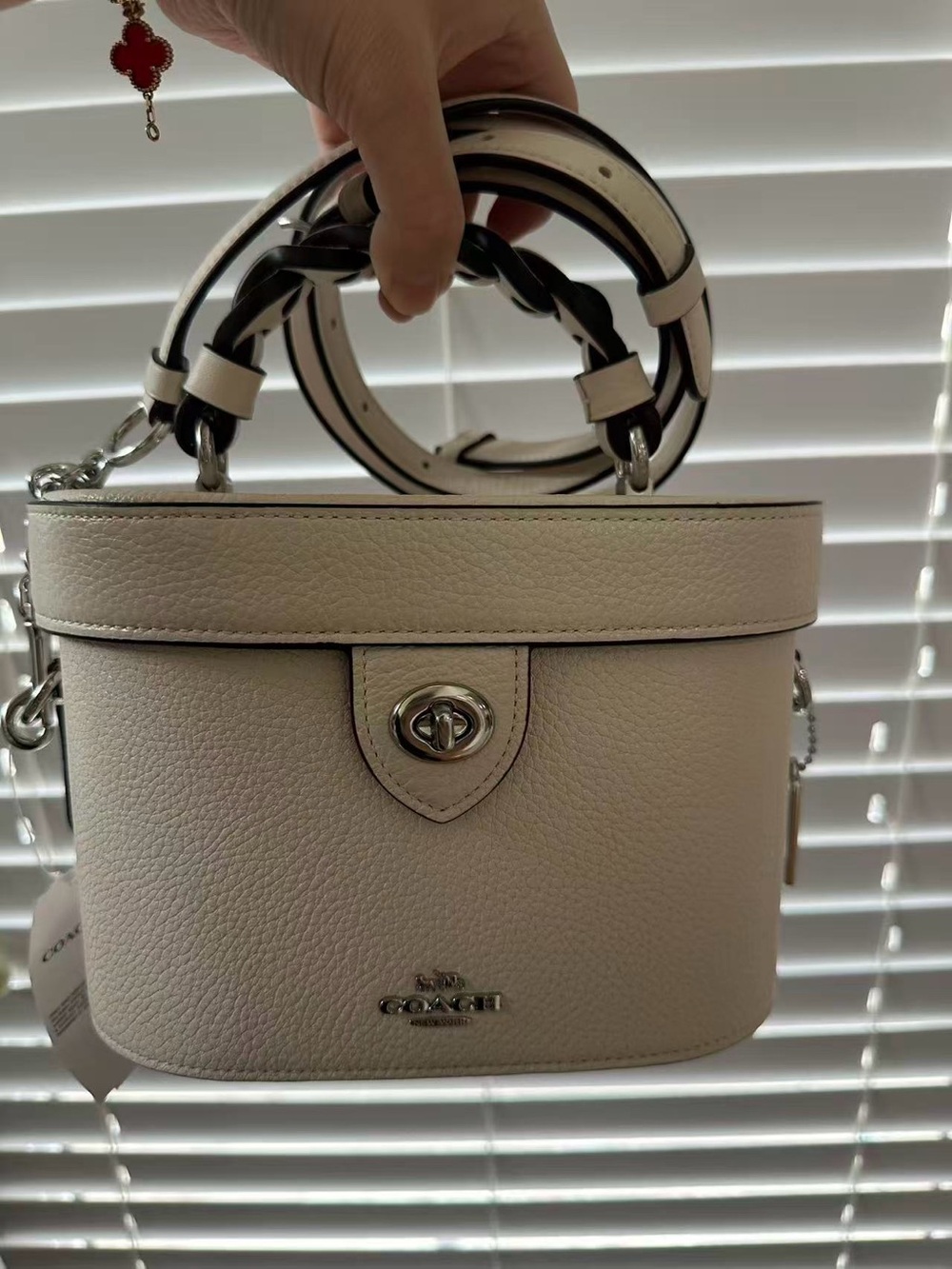 Coach Kay 20 Pebbled Leather Turnlock Crossbody Bag in White
